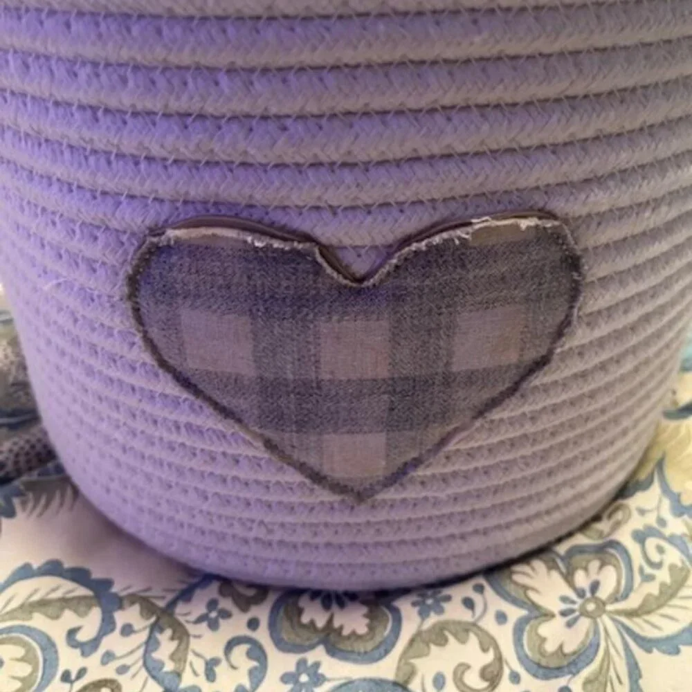 New Heart Ivory Basket w/ Heart Charm 9 1/2 in Diameter x 8 Inches in Depth